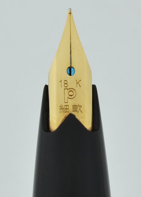 筆記具 PLATINUM 66-100 14K /WALTERMAN 18K-750 Platinum Pocket Fountain Pen - 1960s, Black w Gold Trim, Soft Fine